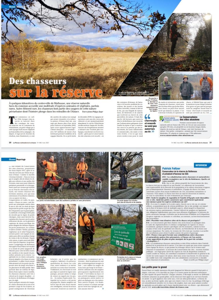 Du Vieux Rhin - Très bel article dans la revue nationale de la chasse.
